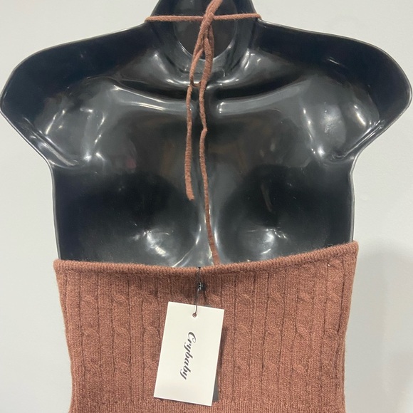 Cable Knit Halter Tie Tank - Picture 6 of 7